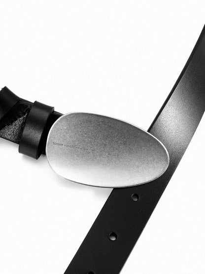 ACCUMULATED SILVER BUCKLE BREATHABLE LEATHER BELT