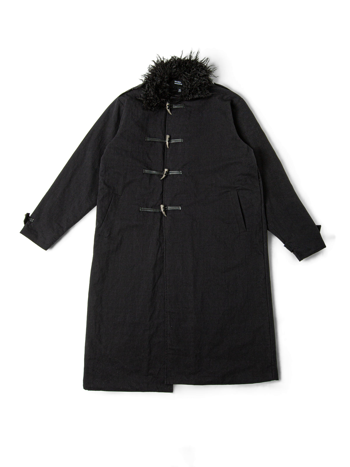 ENGRAVED METAL BUCKLE FUR COLLAR COAT