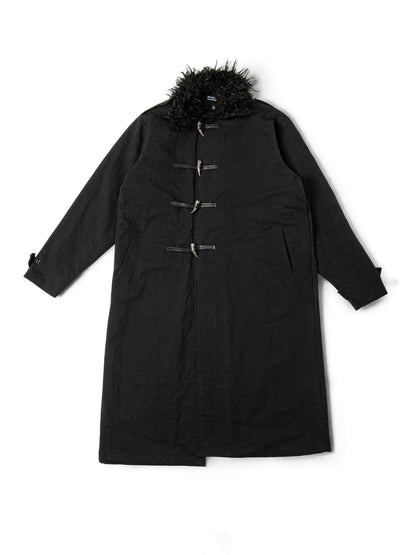 ENGRAVED METAL BUCKLE FUR COLLAR COAT