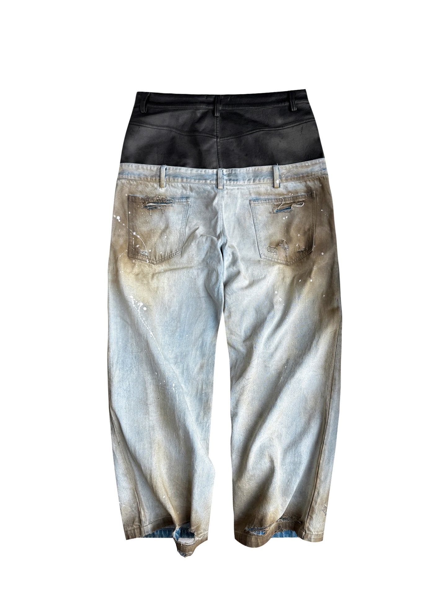 DOUBLE WAIST MONKEY WASH JEANS