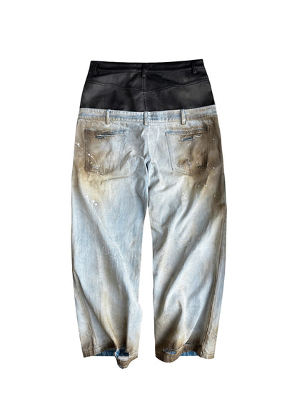 DOUBLE WAIST MONKEY WASH JEANS