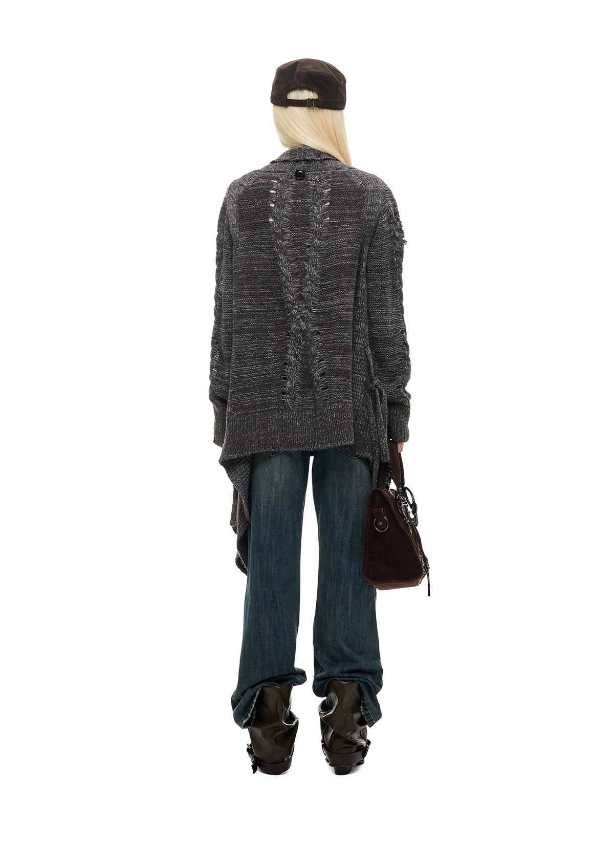 ASH DECONSTRUCTED LONG KNIT CARDIGAN