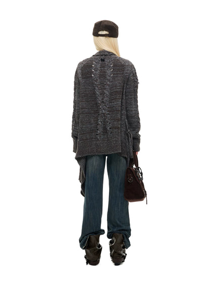 ASH DECONSTRUCTED LONG KNIT CARDIGAN