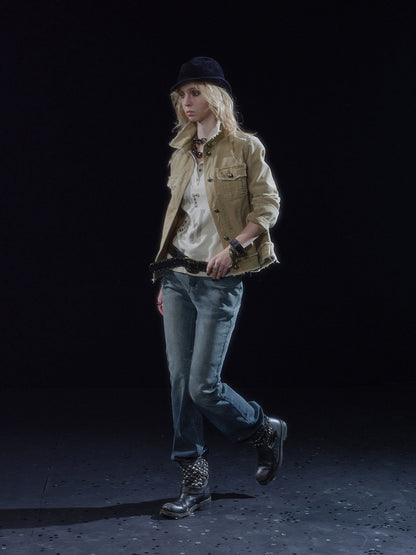 SANDWASH CORDUROY RAW EDGE COAT