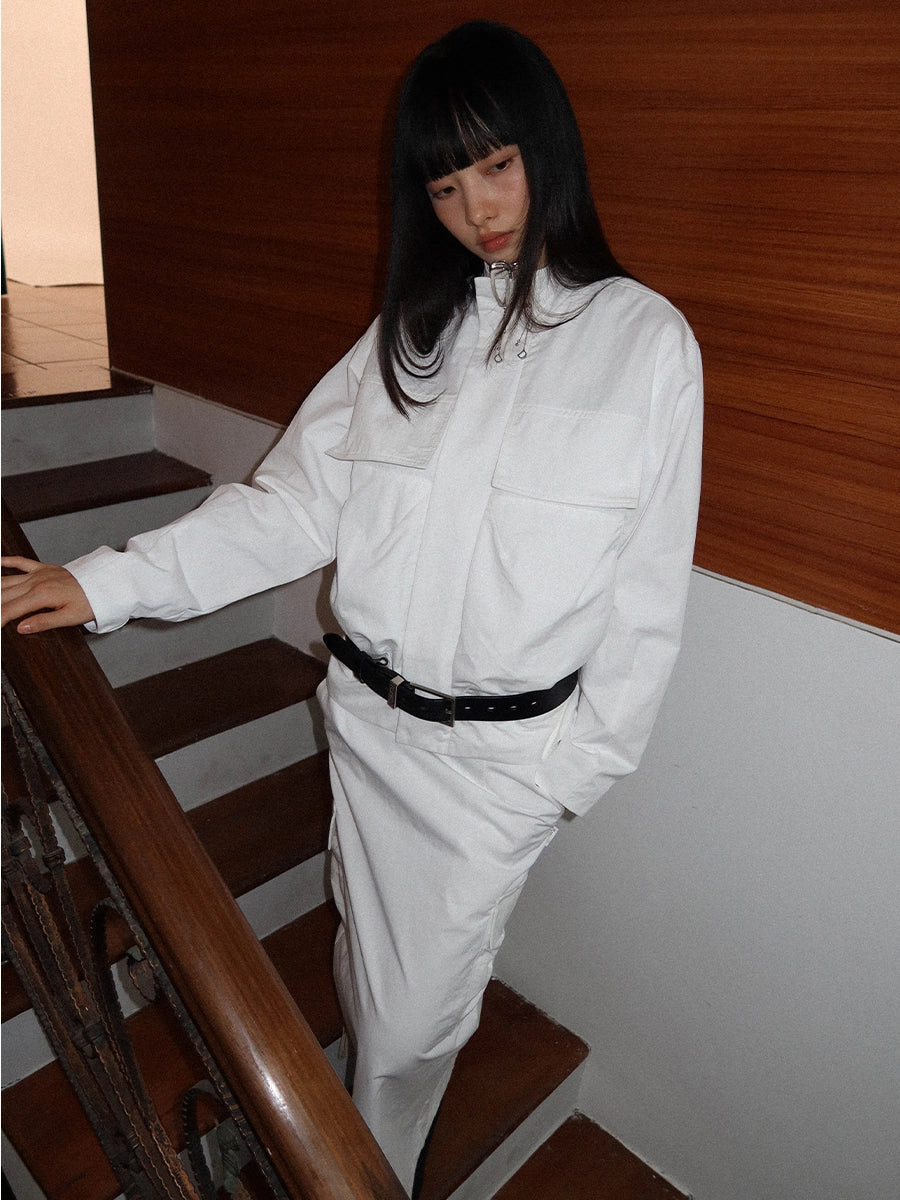 TWILL ZIP STAND COLLAR JACKET