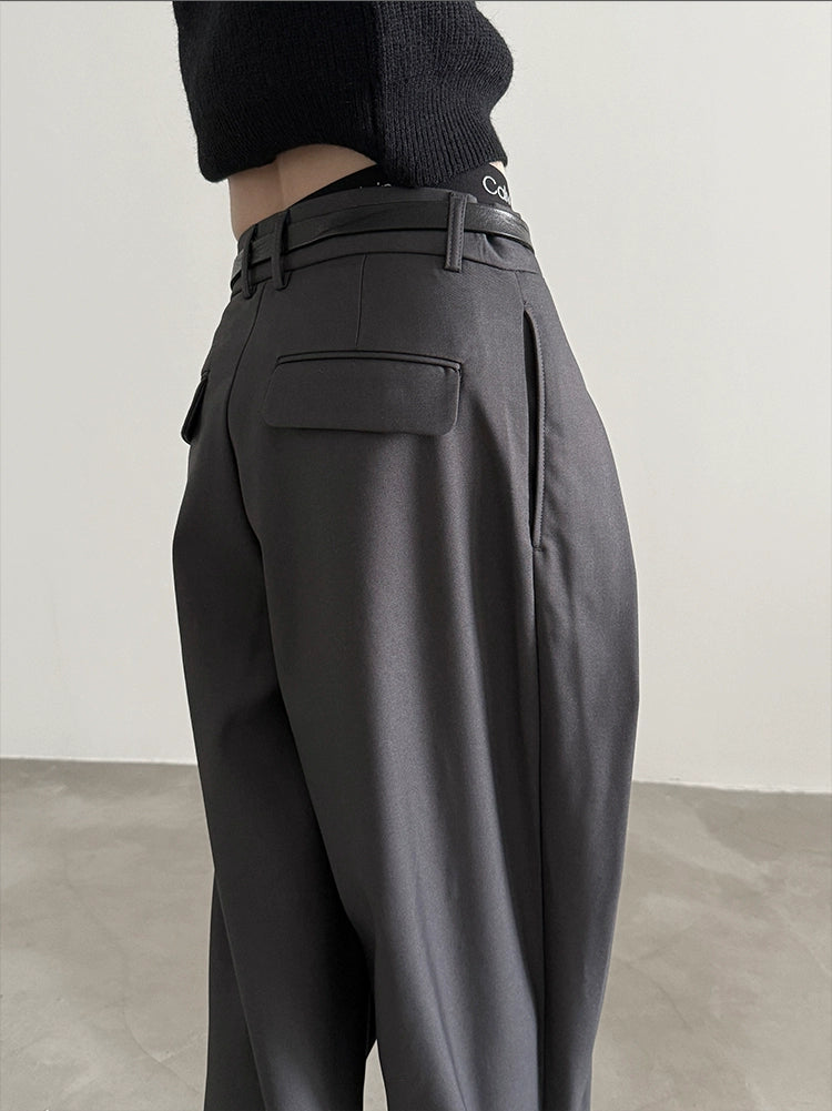 HEAVY-WEIGHT THREE-DIMENSIONAL PLEATED SLACKS