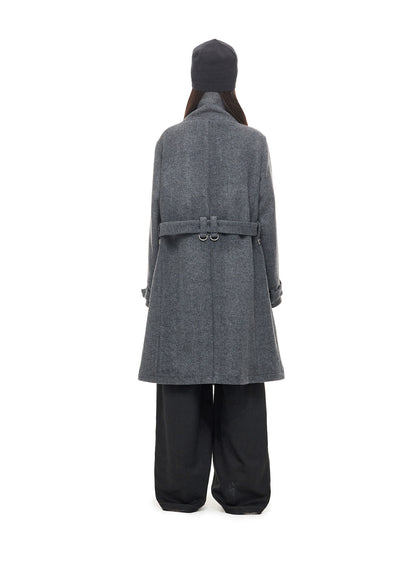 ASH GREY DIAGONAL CLOSURE COAT