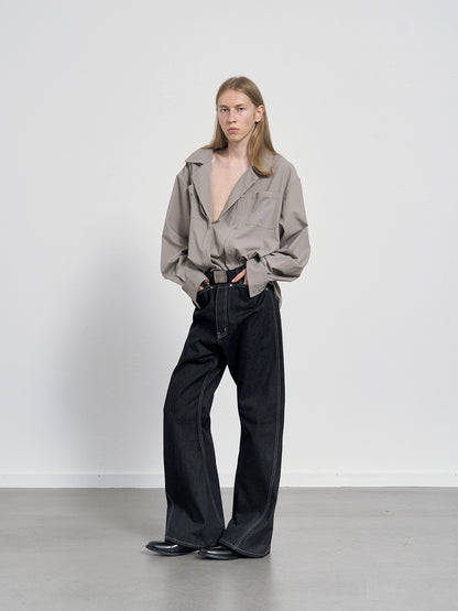 SLIM SLIT 14OZ BLACK DENIM