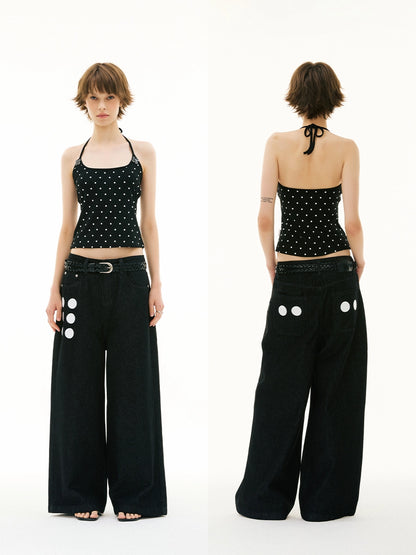 LOOSE DOT PRINT JEANS