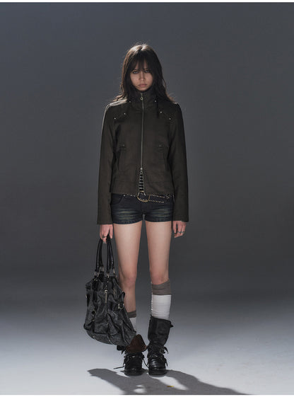 DARK METAL HARDWARE SLIM ZIP JACKET