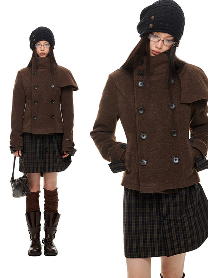 FRENCH ARCHIVE CROPPED WOOL CAPE