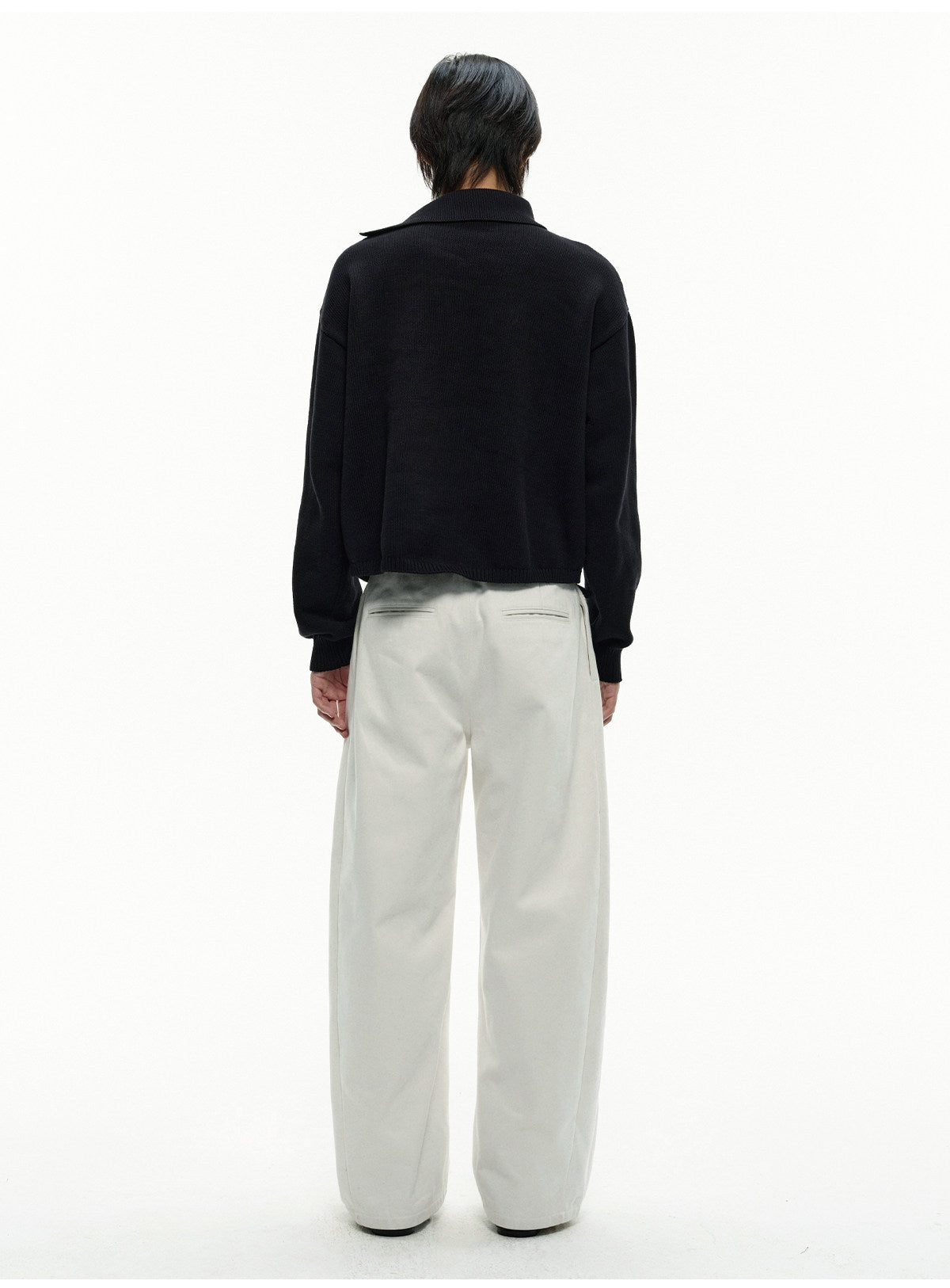 ASYMMETRICAL WOOL CROSS COLLAR SWEATER