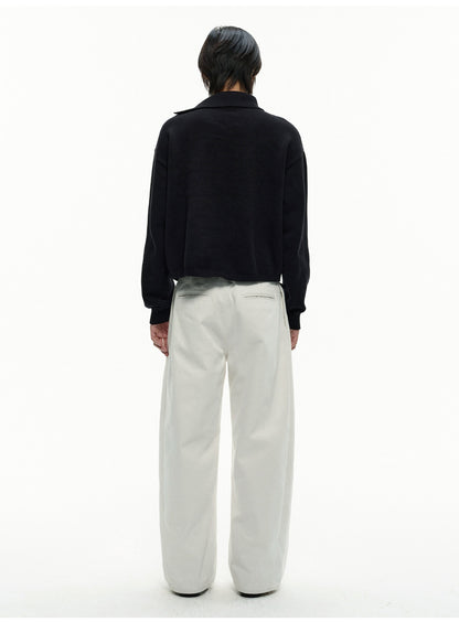 ASYMMETRICAL WOOL CROSS COLLAR SWEATER