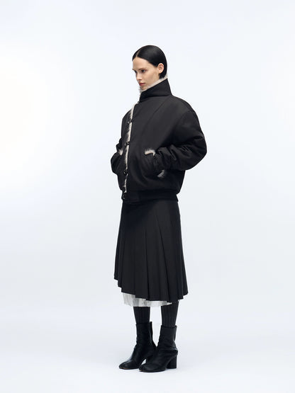 PADDED MINK WOOL BOMBER JACKET