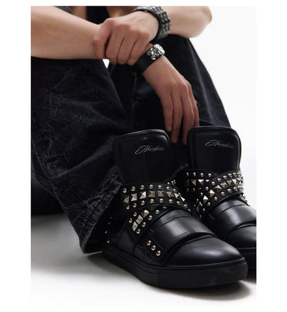RIVET VELCRO HIGH TOP STAD SNEAKERS
