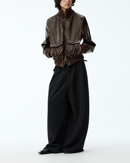 DARK LEOPARD JACQUARD TWILL PANTS