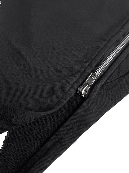 SALT SPRAYED RIVETED SLANT HEM HOODIE