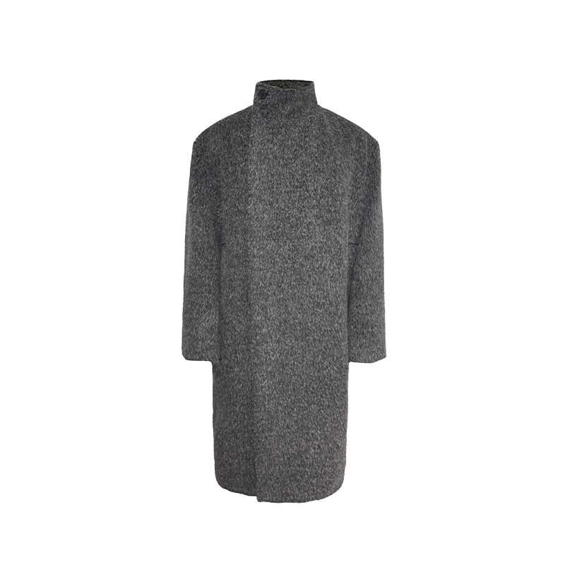 DIAGONAL PLACKET HEAVY WOOL COAT