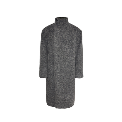 DIAGONAL PLACKET HEAVY WOOL COAT