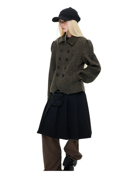 NOIR STRUCTURED SHORT WOOL JACKET
