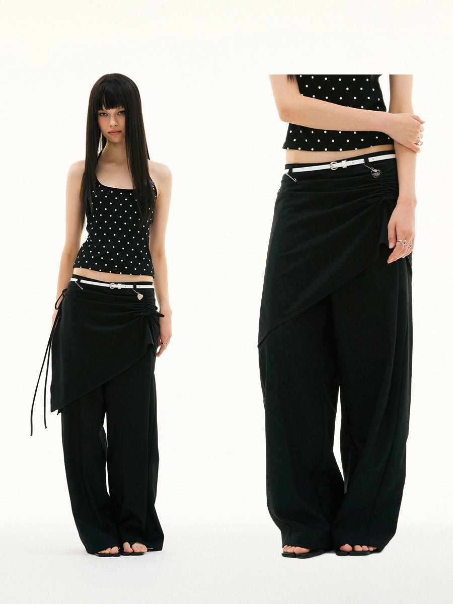 DETACHABLE SHIRRING SKIRT PANTS