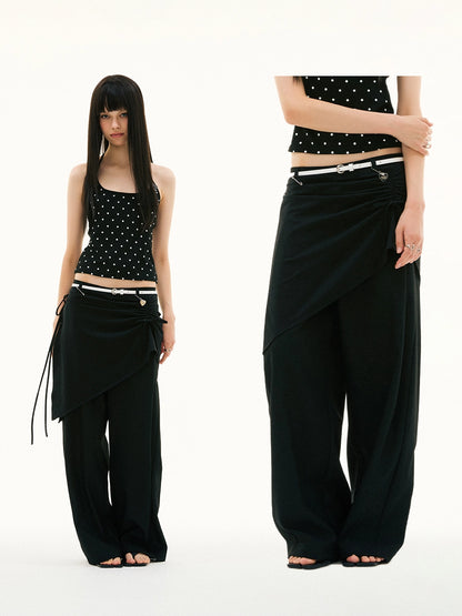 DETACHABLE SHIRRING SKIRT PANTS