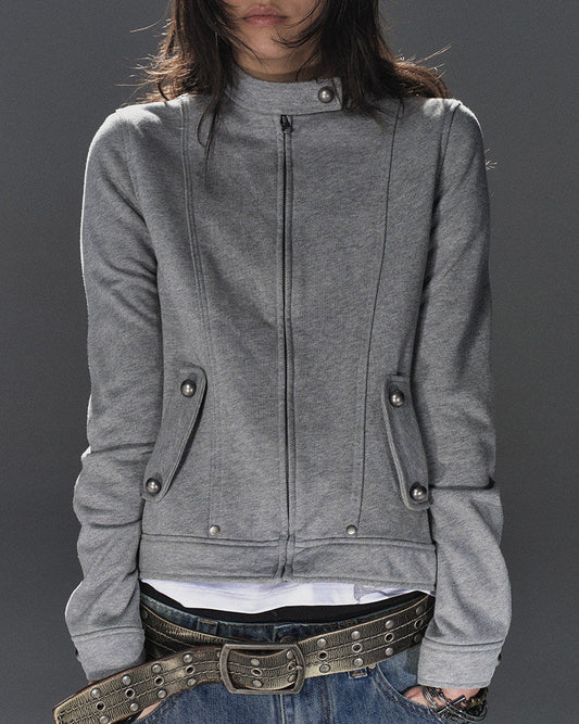 ASH METAL BUCKLE CROPPED JACKET