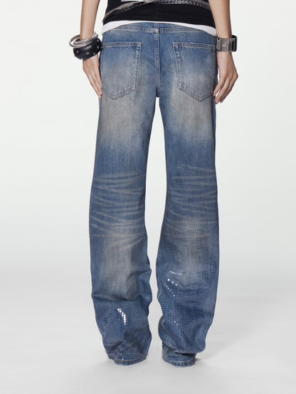 WATER SHINE WASHED BLUE JEANS
