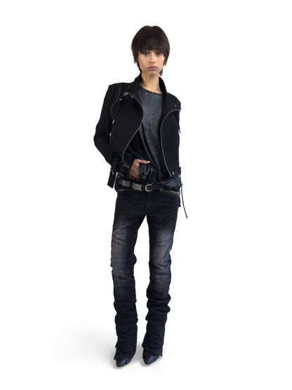MULTI PANEL ANKLE ZIP JEANS