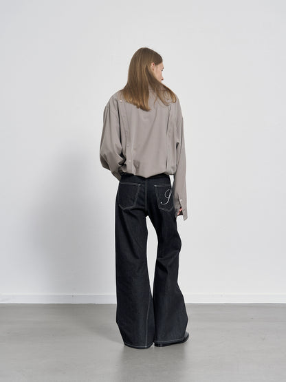 SLIM SLIT 14OZ BLACK DENIM