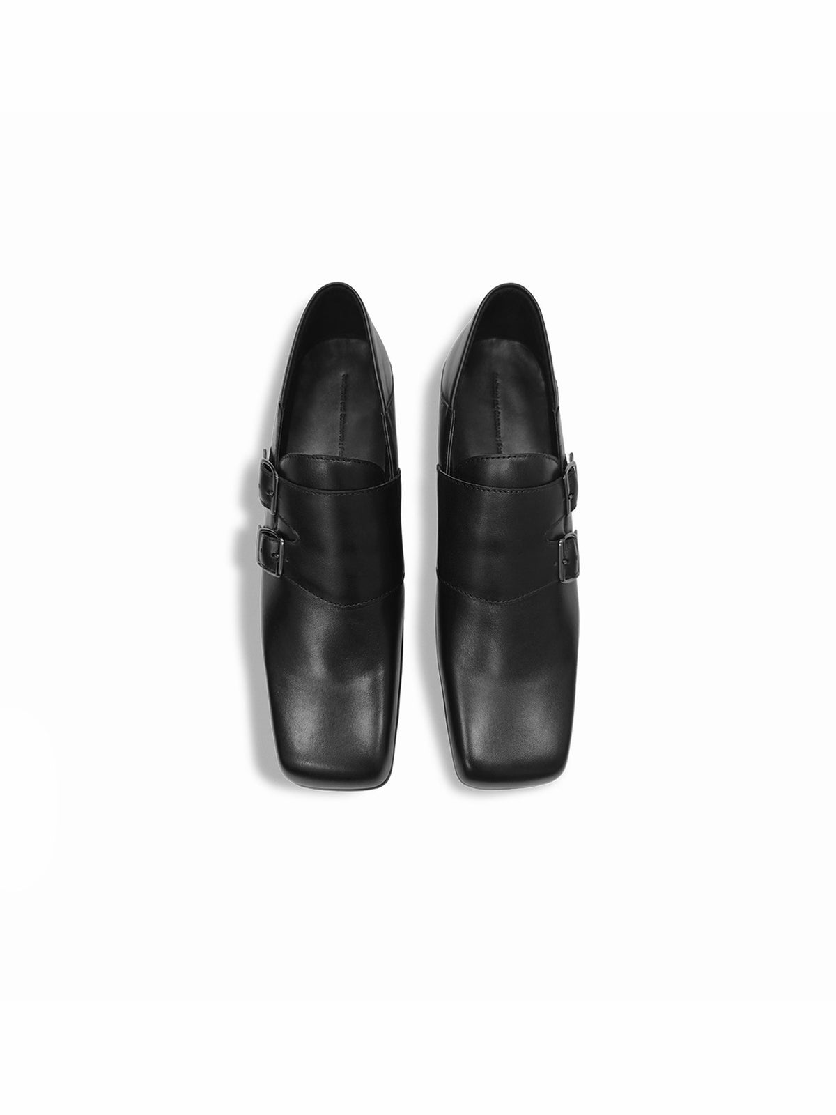 SQUARE TOE CALFSKIN BUCKLE LOAFERS
