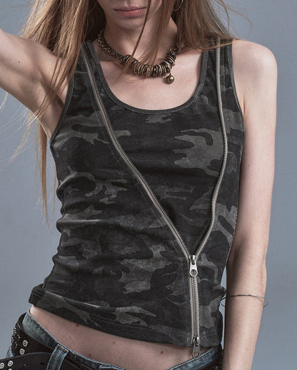 DARK CAMOUFLAGE DOUBLE ZIP TANK