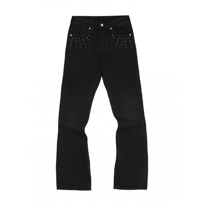 SPIKED NAIL WASHED BOOTCUT JEANS