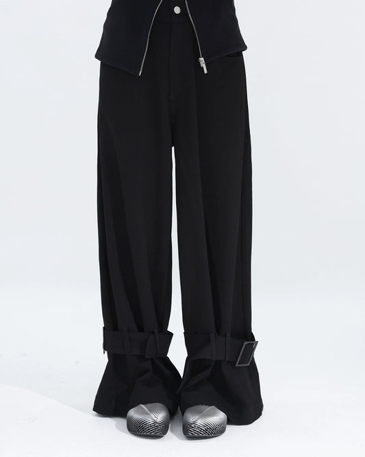BUCKLE LOOSE DRAPED PANTS