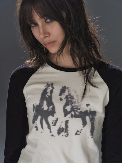 PONY SHADOW RAGLAN SLIM TEE