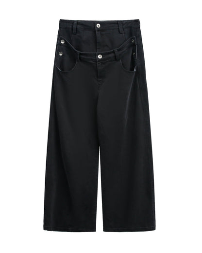 DOUBLE WAIST STRAIGHT CUT JEANS