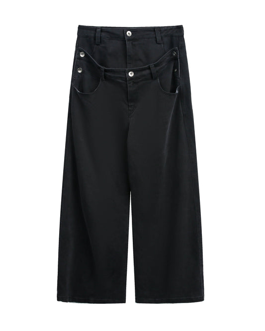 DOUBLE WAIST STRAIGHT CUT JEANS