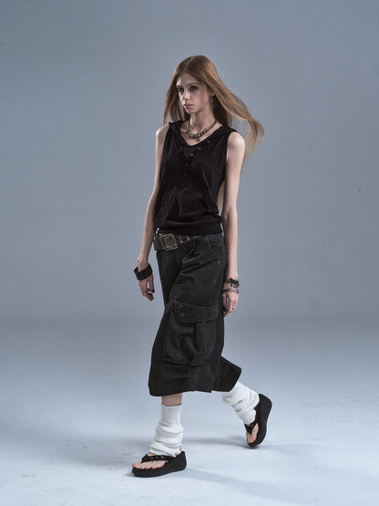 LAYERED HOODED SLEEVELESS TOP