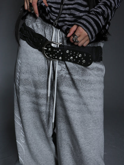CRYSTAL BUCKLE BRAIDED BELT