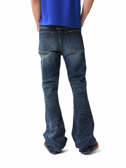 SPIKED NAIL WASHED BOOTCUT JEANS