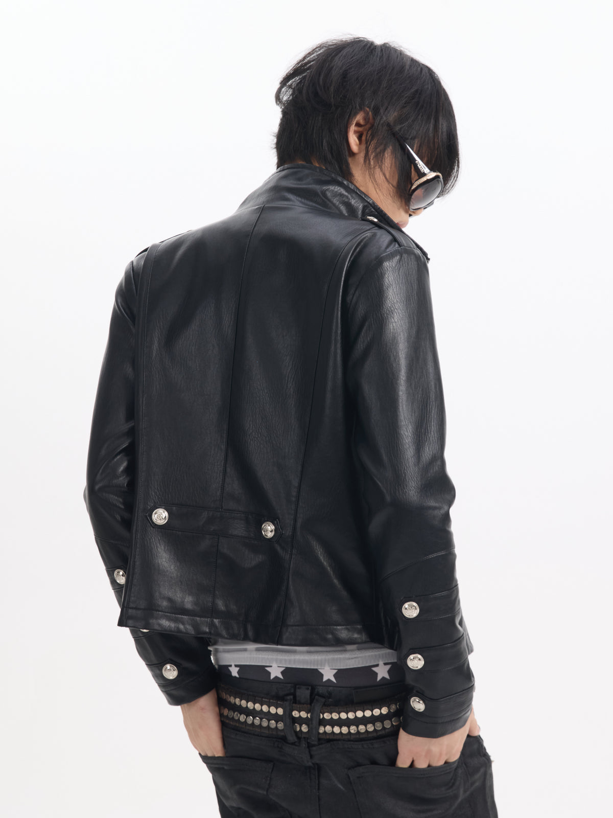 PALACE BUTTON CROPPED LEATHER JACKET