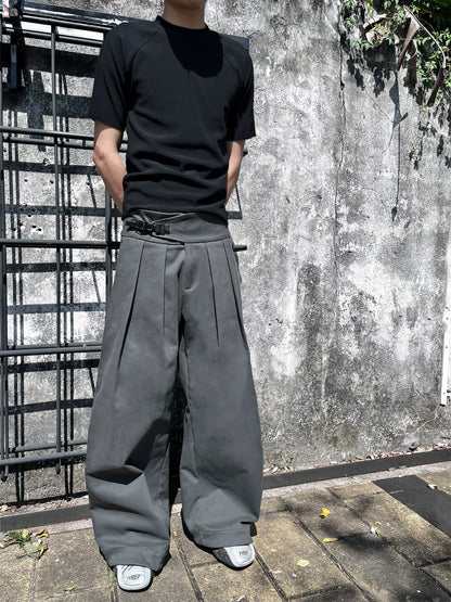 SLIDE BUCKLE'S  GREY PLEATED SLACKS