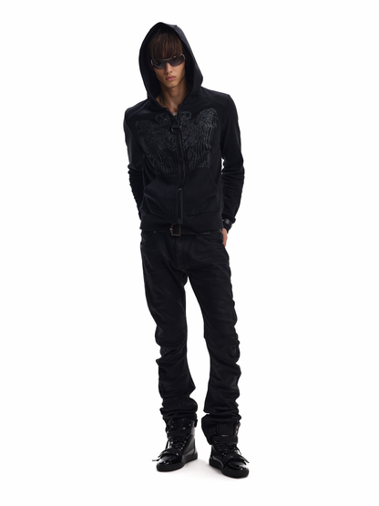 WING GLITTER ZIP SWEATSHIRT