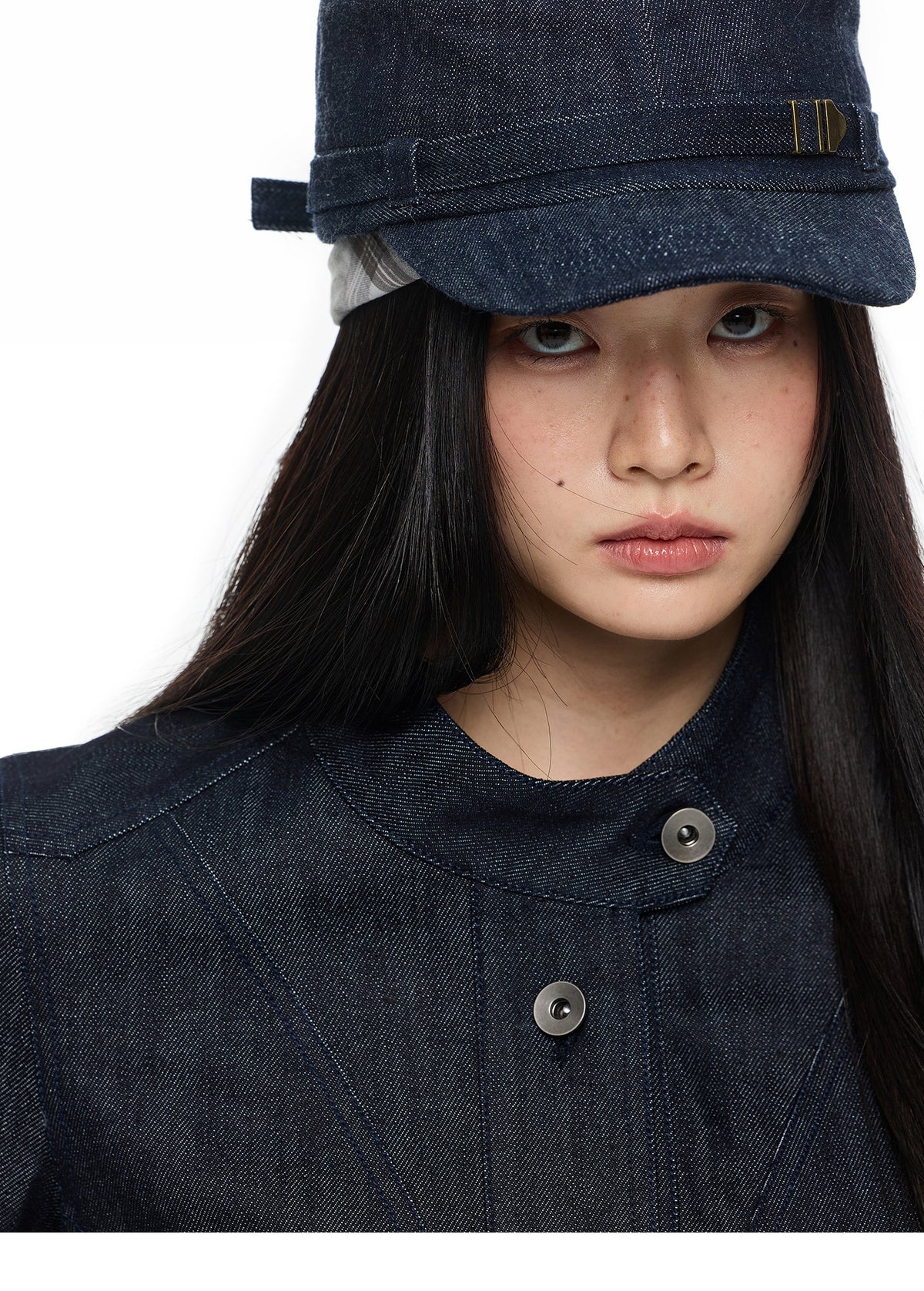 CROPPED STAND COLLAR DENIM JACKET