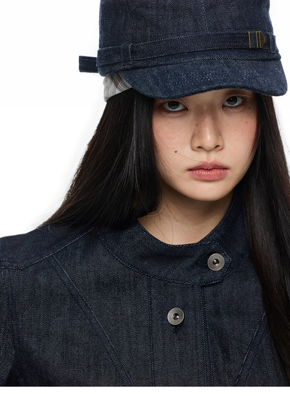 CROPPED STAND COLLAR DENIM JACKET