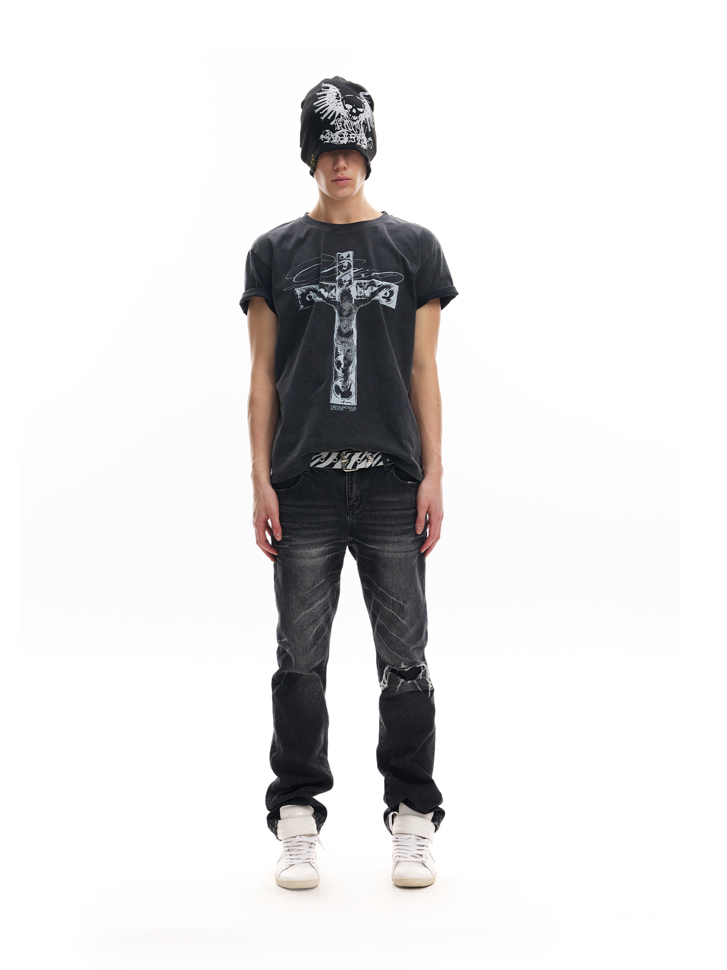 CROSS PRINT WASHED SHORT SLEEVE