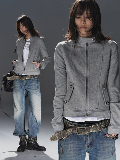 ASH METAL BUCKLE CROPPED JACKET