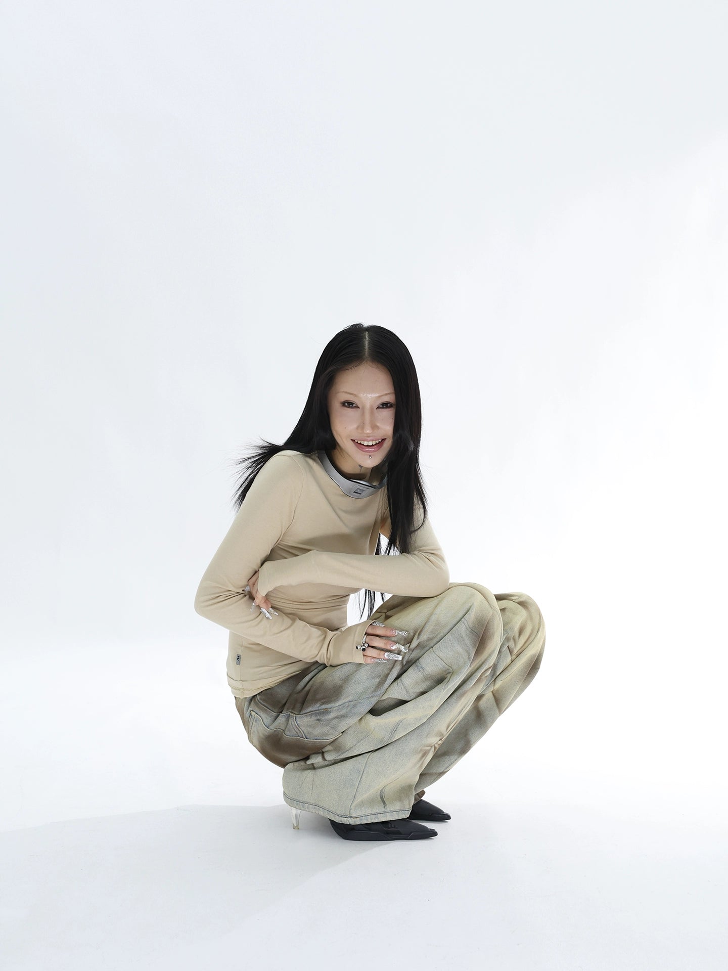 STAIN DYED TWILL COTTON JEANS