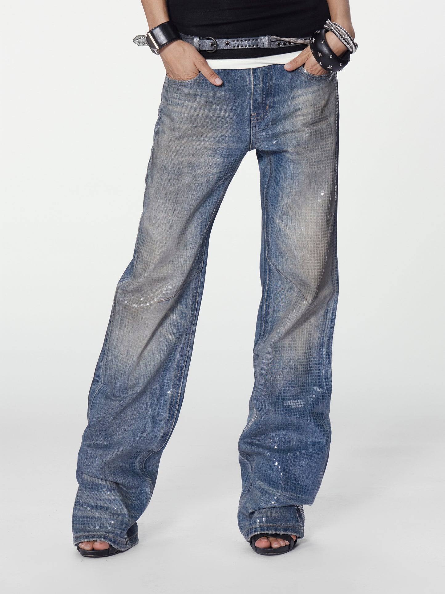 WATER SHINE WASHED BLUE JEANS