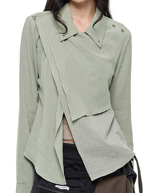 RUSTED PATCHWORK ASYMMETRIC SHIRT